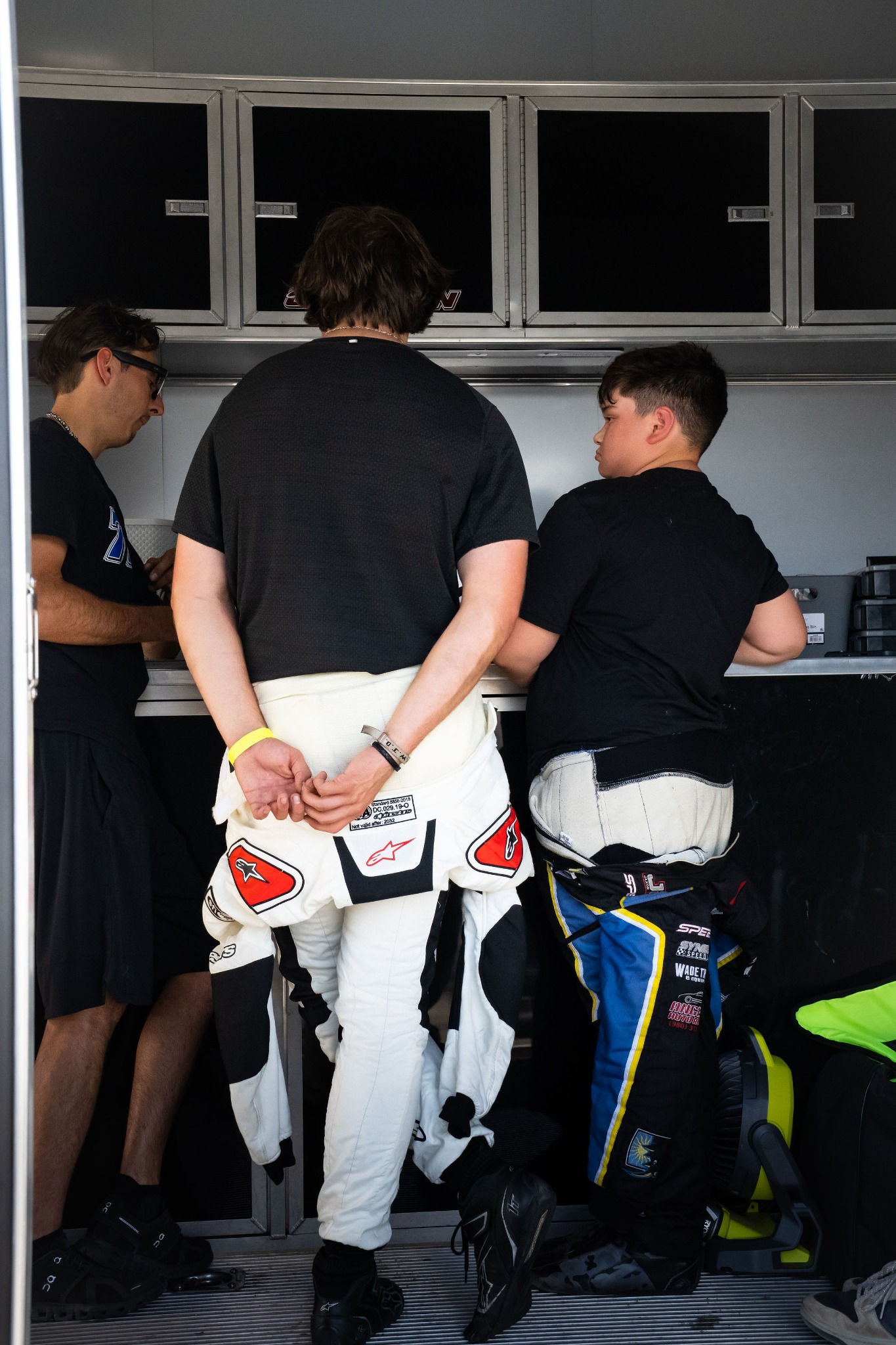 Jaxon with fellow racers between races