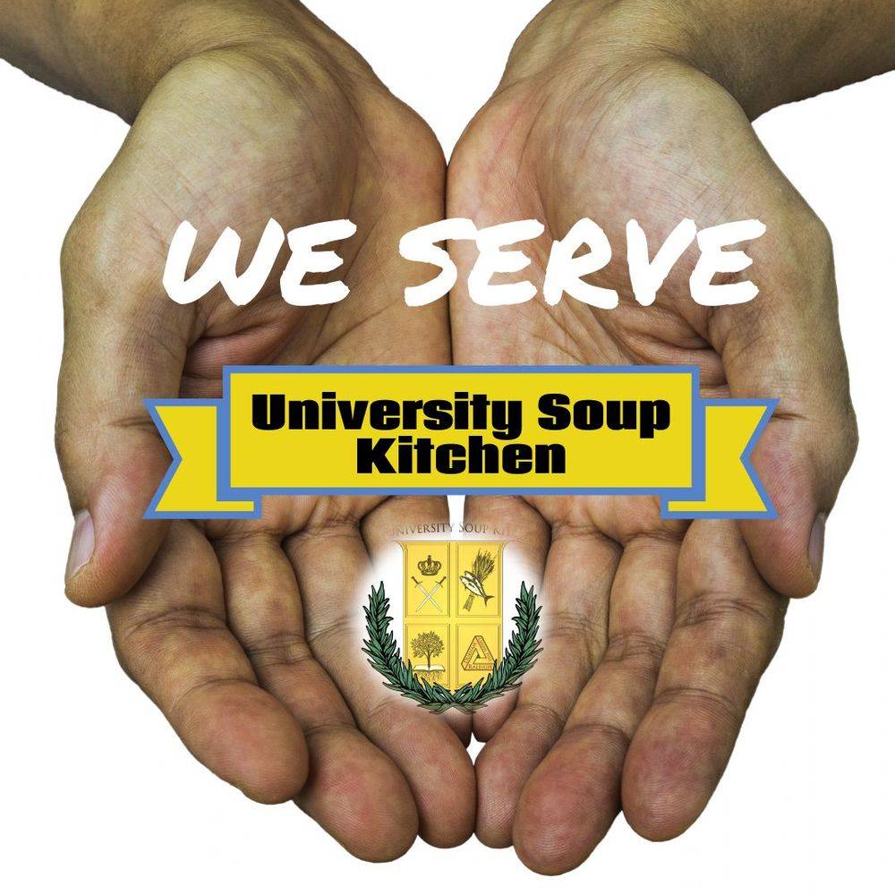 University Soup Kitchen We Serve artwork with the organization’s crest